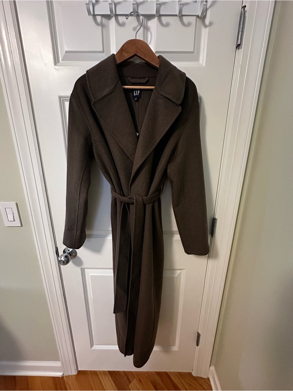 GAP Long Brown Wrap Trench Coat with Self-Tie Belt